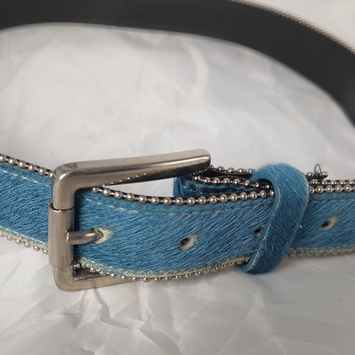 Vintage Sandy Duftler Designs Belt Calf Hair Blue Womens 5088 Size S leather - Picture 2 of 11