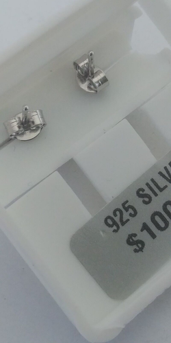 925 STERLING SILVER - TEDDY BEAR CHARM STUD Earrings SIZE : 12x9MM - Picture 11 of 17