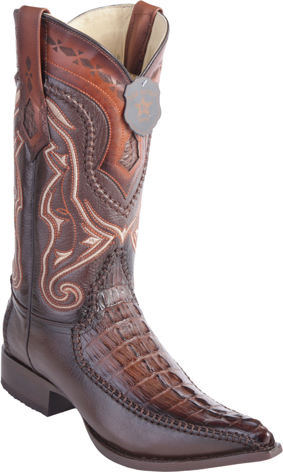 Los Altos Genuine BROWN Caiman CROCODILE Tail 3x Toe Western Cowboy Boot EE+ Los Altos Genuine BROWN Caiman CROCODILE Tail 3x Toe Western Cowboy Boot EE+