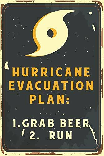 Hurricane Evacuation Plan: 1. Grab Beer 2. Run Vintage Retro Man Cave Bar Sig... - Picture 1 of 2