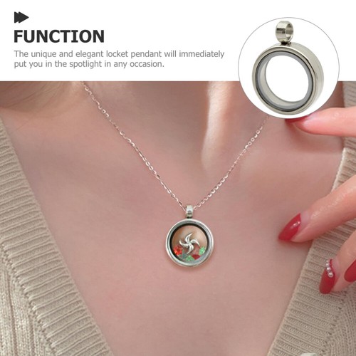 Versatile Necklace Pendants Photo Frame Round Locket Floating Miss - Imagen 5 de 12