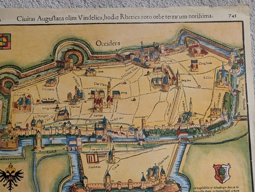 Replica Map of Augusta 1575 Sebastian Munster Cosmographia Great Copy - Picture 3 of 8