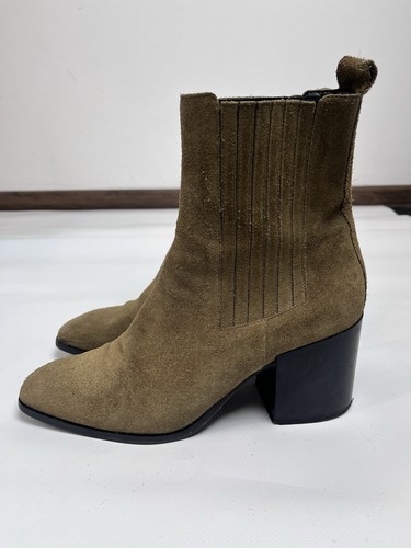 Aeyde Women’s Suede Ankle Boots in Olive Green, Size 41 26.5 cm Made in Italy - Picture 3 of 22