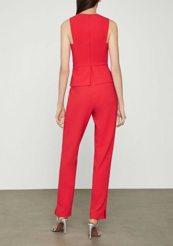 NEW BCBGMAXAZRIA LIPSTICK RED CERYS PEPLUM JUMPSUIT YWI9D626/L607A SIZE 6 - Foto 3 di 7