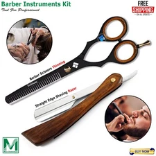 Salon Hairdressing Scissors and Straight Razor Set - Premium Barber Tools