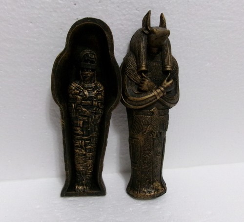 Egyptian Anubis Sarcophagus God of the Dead 5.5" Coffin & 4" Mummy Figurine