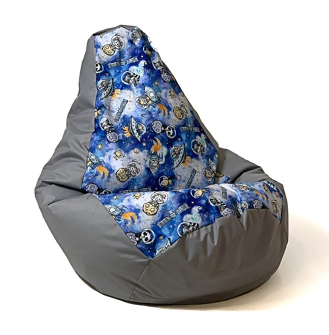 5905359299776 Пуф-мешок Sako birne druck grau raumschiffe XXL 140 x 100 см 