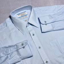 Vintage 1970s Sears Light Blue Diamond Button Up Fitted Shirt Size 15 32-33