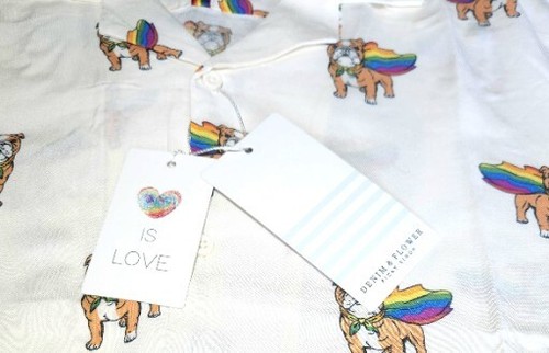 Denim & Flower Love Is❤️ 2 Pc Pride Set Men's Short Sleeve & Traveler Pants M - Picture 7 of 14