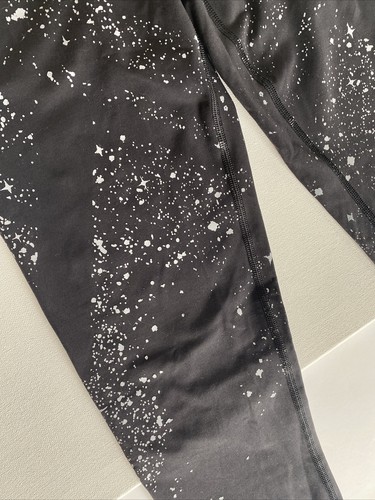 Ivivva By Lululemon Sz 14 Girls Black Silver Splatter Design Leggings Athletic - Picture 3 of 8