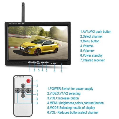 7" LCD Auto Monitor Rückfahrkamera Set Bus LKW Funk Kabellos Rückseiten Kamera - Bild 8 von 12