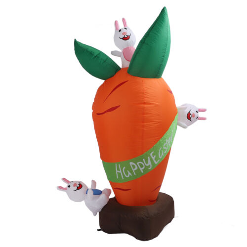 Easter Rabbit Carrot Inflatables IP44 Waterproof LED Light Blow Up Decor UK RMM - Picture 1 of 12