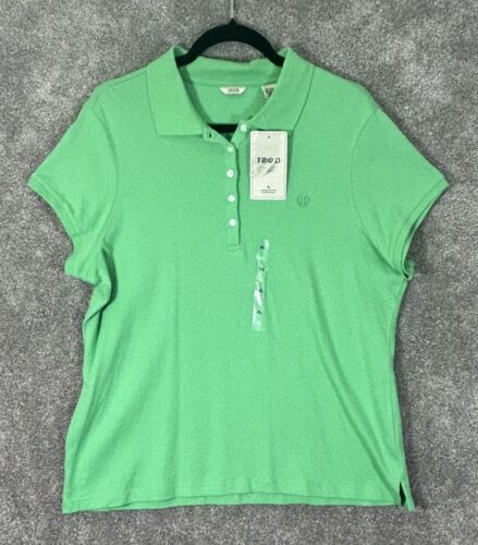 Izod Top Womens XL Green Golf Pullover Cap Short Sleeve Collared Polo Cotton - Picture 1 of 8
