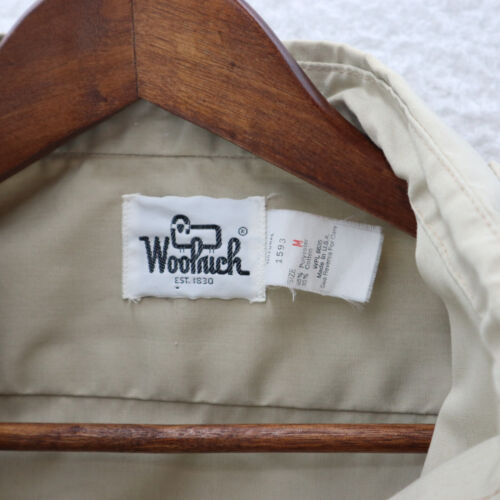 Vintage Woolrich Safari Button Up Shirt Men's Med Khaki Lightweight Long Sleeve - Picture 3 of 8
