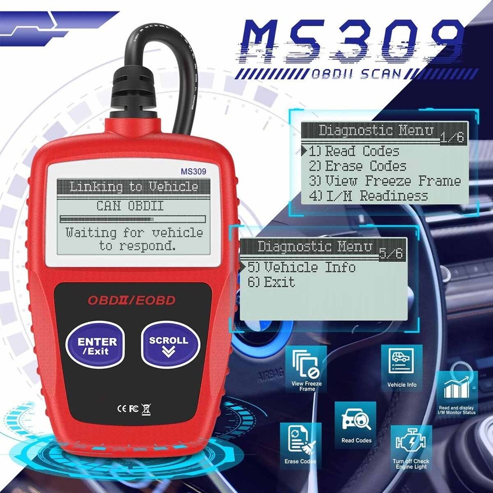 OBD2 Scanner MS309 Universal Car Engine Fault Code Reader, Diagnostic ...