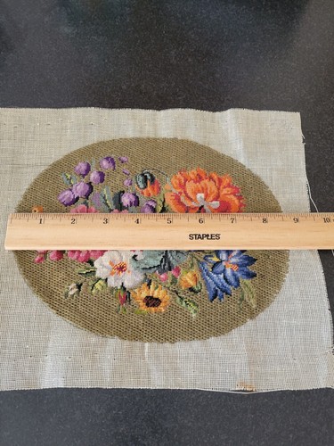 Vintage Handmade Needlepoint Panel, Embroidered Panel - Bild 8 von 9