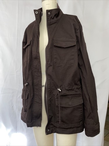 Coldwater Creek Women's Barn Jacket M brown cotton Stand Collar Utility safari - Bild 5 von 5
