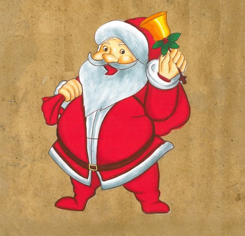 Santa Claus Christmas Painting Handmade Indian Miniature Xmas Holiday Folk Art - Picture 2 of 3