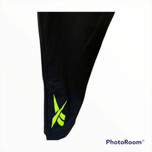 Reebok Kids Vector Yellow Logo Fleece Trainin Black Pants - L/XL With Tags - Picture 4 of 4