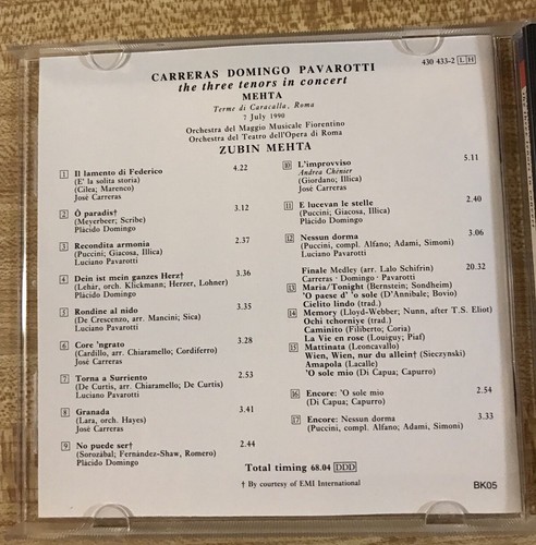 Carreras Domingo Pavarotti The Three Tenors In Concert Music CD - Bild 6 von 6