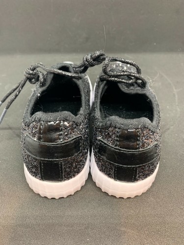Link Lace up Black Glitter Fashion Sneaker Little Kid Girl Size 11 - Picture 2 of 6