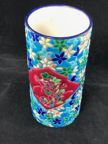 Beautiful Antique French Emaux De Longwy Enameled Faience Floral Vase - Picture 3 of 5