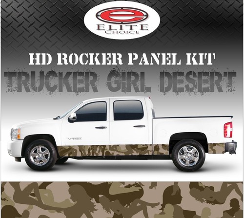 Trucker Girl Desert Camo Rocker Panel Graphic Decal Wrap Truck SUV - 12" x 24FT - Picture 1 of 3