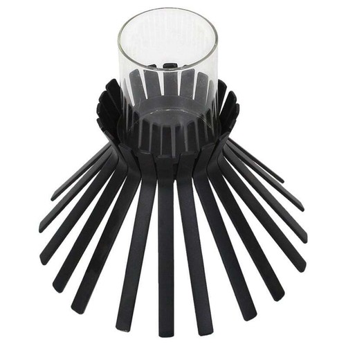 Willow & Silk Metal Slatted Black Sticks Candle Holder Home/Table Decor 23x21cm - Picture 2 of 4