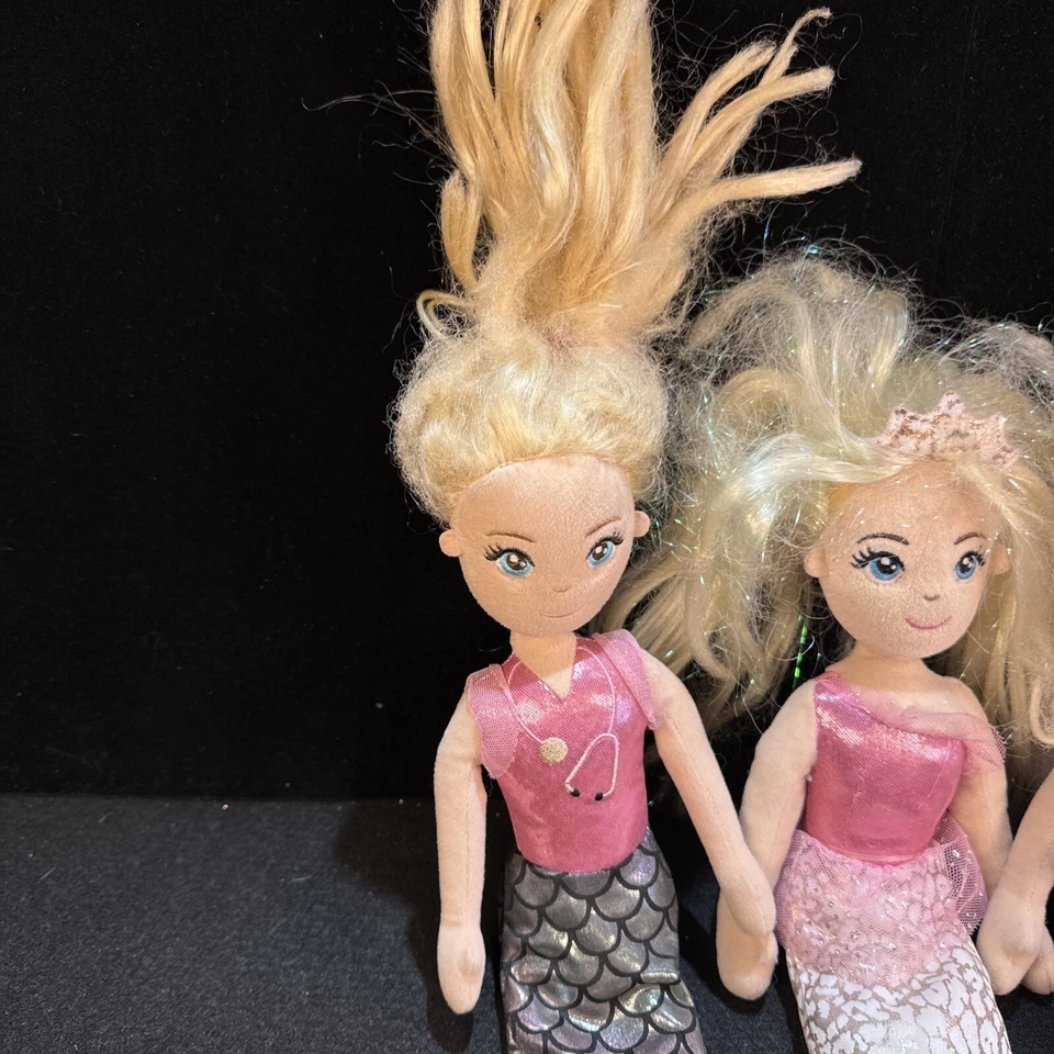 Lote de 3 Muñecas Aurora 18" Brillos Sirena Suave Juguete de Peluche Colas Rosa Doctor Foto 2 de 4