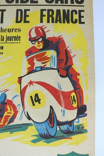AFFICHE MOTO & SIDE-CAR LYON CIRCUIT GERLAND juin 1964 CHAMPIONNAT FRANCE BP - Picture 4 of 4