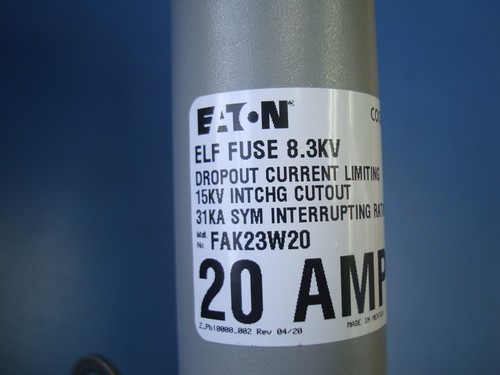 Eaton Cooper 8.3kV Dropout Current Limiting ELF Fuse Transformer 20A FAK23W20 - Bild 7 von 9