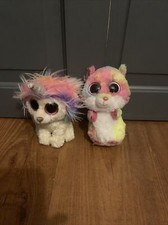 2x Ty Beanie Boos Layla the Lion and Rodney The Hamster - size approx 15 cm