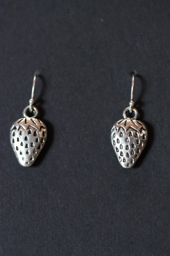 Erdbeere Ohrringe Erdbeeren Früchte 925 Sterling Silber Haken Zinn Charms