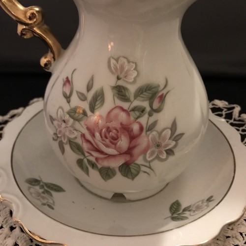Vintage Country Flowers Water Pitcher Basin Table Lamp Pink Roses Works - Picture 2 of 5