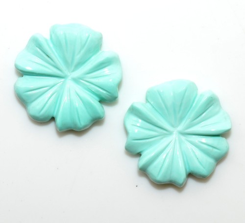 Natural Onyx Turquoise Color Handmade Carving Pair 18x18 mm 17.30 CTS Loose Gems - Picture 9 of 9