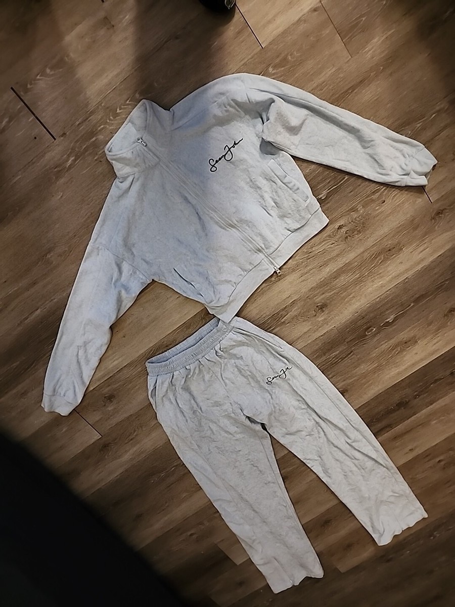 Sean John Womens Misguided Velour Tracksuit sz 6 Full Zip Jacket Pockets Logo eBay