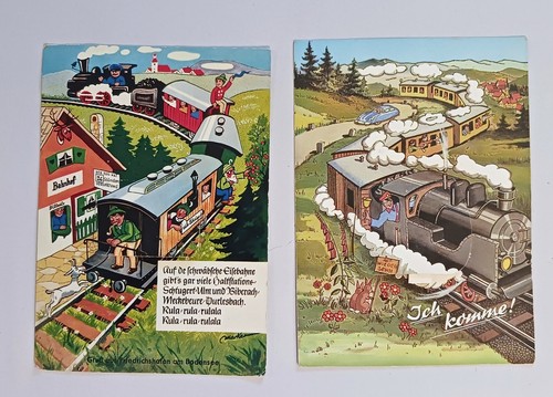 Vintage German Trap Door Train Postcards Lot of 2 - Afbeelding 1 van 6