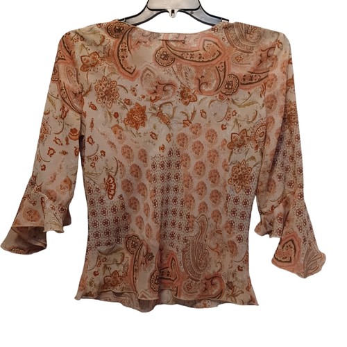 A.Byer Top Juniors Xl Paisley Floral Ruffled Flutter Sleeves - Picture 2 of 6