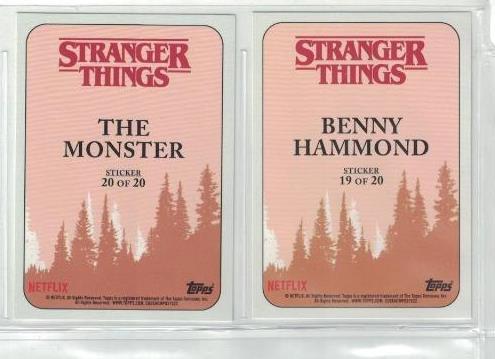 2018 STRANGER THINGS SEASON 1 CHARAKTER KOMPLETTES AUFKLEBER JAGD SET 20 KARTEN - Bild 6 von 6