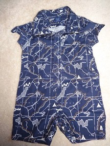 Baby-Gap-Boys-12-18-Months-Outfit-Romper-Shirt-Shorts-Map-Navy-Blue-Cotton-Twins