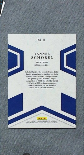 2023 Panini Chronicles Vertex #11 Tanner Schobel Twins - Picture 2 of 2