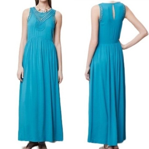 Anthropologie | Sirena | Maxi Abito Ceruleo Blu Macramè