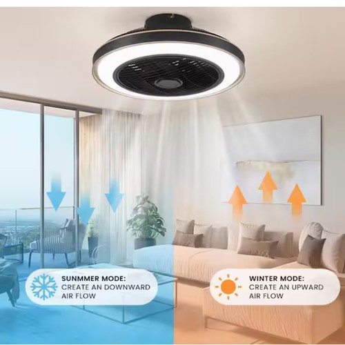 đŸ”¥ANTOINE20 in. Indoor Black Caged Enclosed Ceiling Fan/ LED Light Modern Fan - Picture 6 of 11