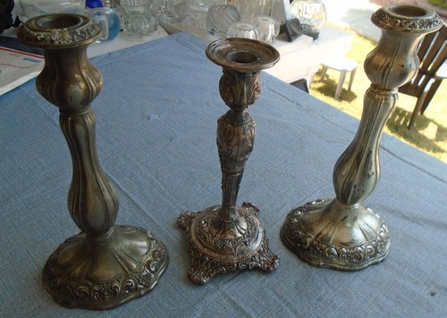 Kerzenständer Handtuch 10 1/2 "hoch Rogers 9" versilbert 3er Set