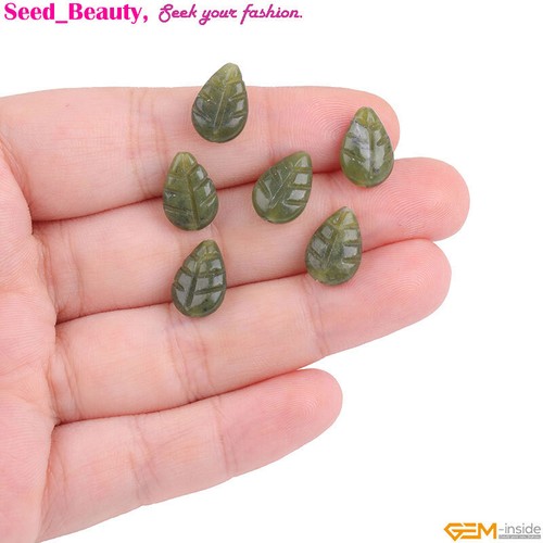 Natural Leaf Double Carved Assorted Gemstone Beads For Jewelry Making 15" 8x11mm - Picture 29 of 90