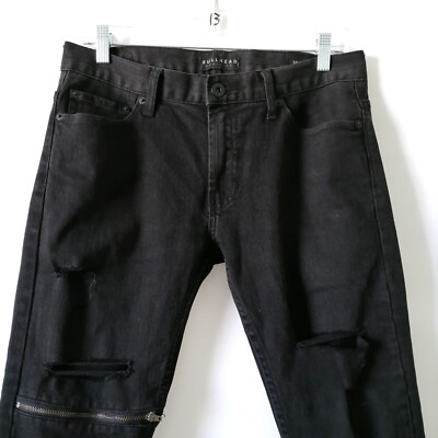 Bullhead Denim Co. Men's Black Distressed Mid Rise Skinny