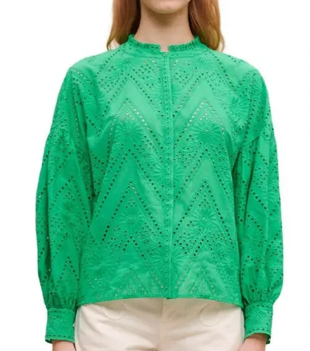 MAJE lovely Crochet-Pattern Cotton Shirt - size 3 / uk 12 - 14 / worn once - Picture 5 of 13