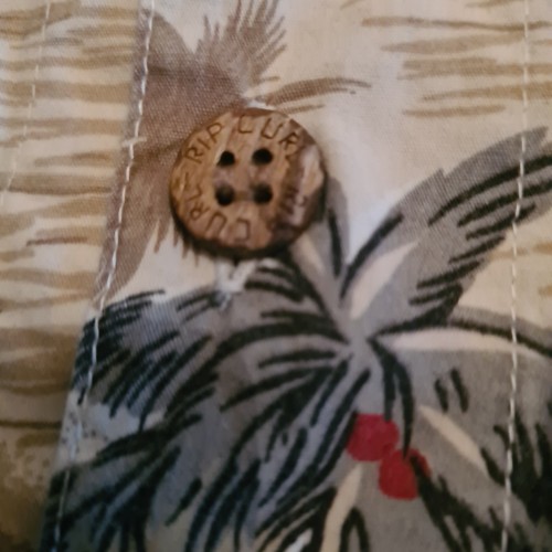 Vintage 90s Rip Curl Cotton Hawaiian Beach Casual Shirt Beige Mens XL - Picture 7 of 10