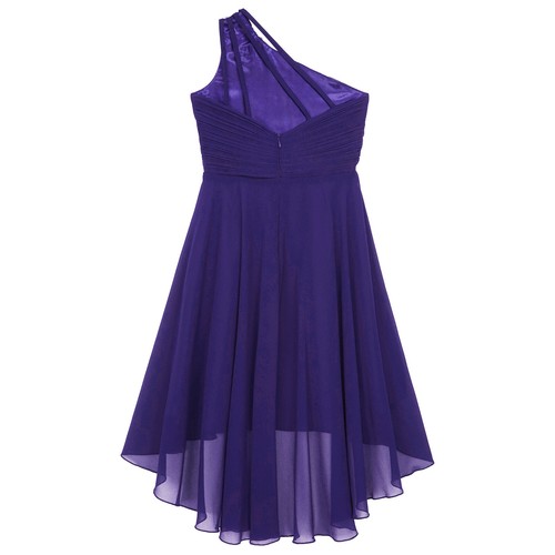 Mädchen EIN-Schulter Kleider Glitzer Perlen Abendkleid Asymmetrischer Partykleid - Bild 53 von 96