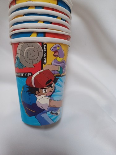 1999 Vintage Pokémon Party Zubehör 15 Papier 7" Teller, 13 Papier 8 Unzen Becher. EG - Bild 5 von 9